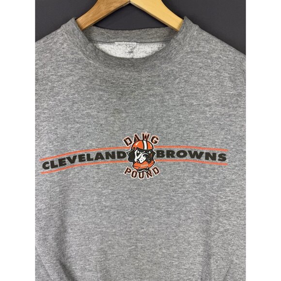 Vintage 90s Cleveland Browns NFL Football Dawg Pound Grey Crewneck Sweater Large - Picture 3 of 15